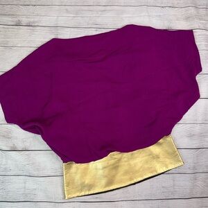Diane Von Furstenberg Goya Fuchsia Silk and Gold Leather-Trimmed Blouse Size XS